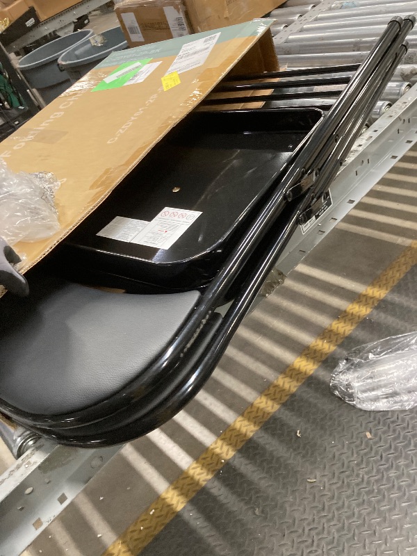 Photo 1 of *Scratched* CONCETTA 2 Pack Folding Chair, Indoor Outdoor Portable Stackable Commercial Leather Padded Seat for Home, Office, Party, Black