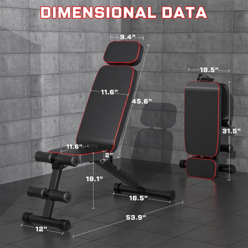 Photo 1 of *Cut in the back rest* GIKPAL 9 Positions Adjustable Weight Bench,Foldable Workout Bench Olympic Weight Bench Press for Home Gym Full Body Strength Training,Support up to 800lbs
