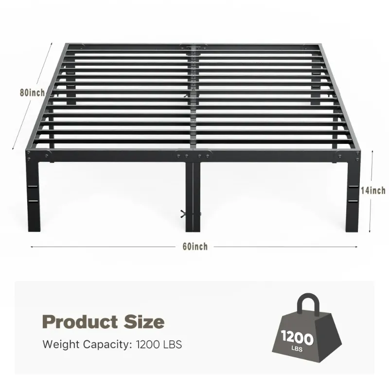 Photo 1 of *Scratched* edx Queen Platform Bed Frame with Ample Storage Space, Sturdy Steel Slat Support, Heavy-Duty Construction, 14-Inch Height, No Box Spring Required
