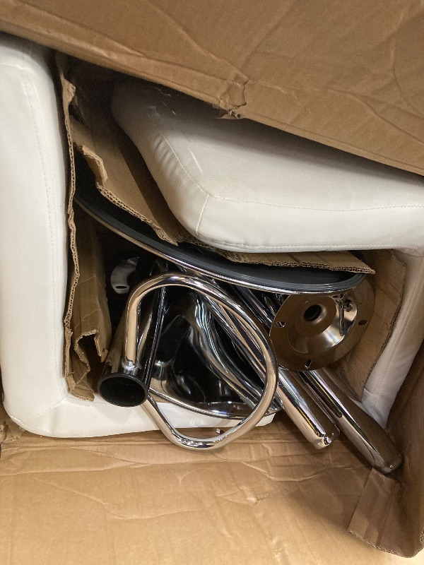 Photo 1 of *Small scratches* CONCETTA Set of 2 White Swivel Bar Stools, Adjustable PU Leather with Back & Footrest
