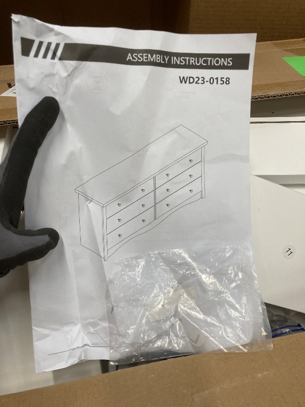 Photo 1 of *Chipped corners* Homall 6 Drawer Wood Dresser Furniture, Double Tier Storage Cabinet for Bedroom & Living Room,White Finish
