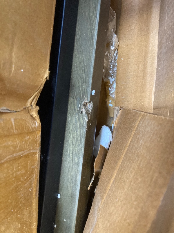 Photo 1 of *Chipped and scratched* Tribesigns Bar Table, Industrial Counter Height Pub Table with Metal Footrest, 63-Inch Rectangle Wood Kitchen Dining Table with Sturdy Metal Frame for Dining Room, Home Bar (Brown)