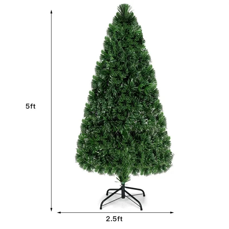 Photo 1 of *Base and plug missing* Costway 5Ft Pre-Lit Fiber Optic PVC Christmas Tree Metal Holiday