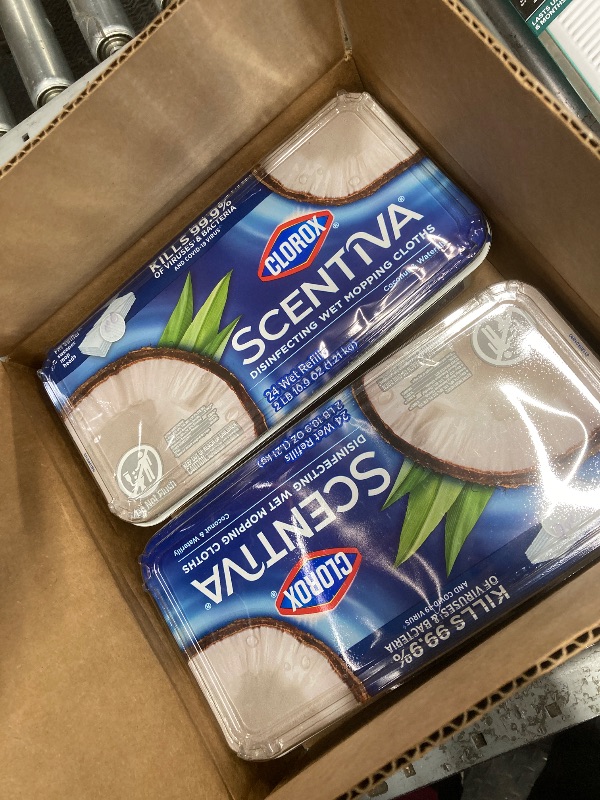 Photo 1 of *2 pack* Clorox Scentiva Disinfecting Wet Mopping Cloths, Coconut and Waterlily, 24 Refills (Pack May Vary)
