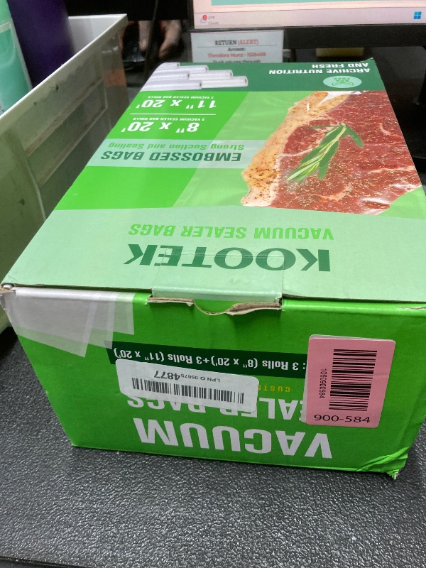 View 1 of *Missing small roll and two big rolls* Kootek Vacuum Sealer Bags for Food, 3 Rolls for Custom Fit Food Storage, Meal Prep or Sous Vide, 8" x 20' (2 Rolls) and 11"x 20' (1 Roll) Commercial Grade Vacuum Seal Freezer Bags Rolls