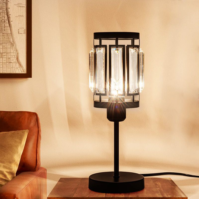 Photo 1 of *No light bulb* Larootsi Industrial Table Lamp, Metal+Crytal Rustic Table Lamp with Plug in Cord On/Off Switch, Bedside Nightstand Lamp, E26 Edison Reading Lamp Light Fixture for Bedroom Living Room Office