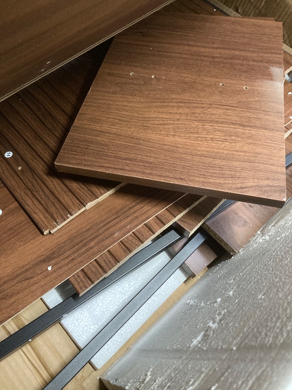 Photo 1 of *Chipped* Decofy 47.2'' Entryway Storage Bench Seat with Sliding Door, Large Shoe Bench with Sturdy Metal Feet & Soft Cushion, Multi-Scene Use for Entrance, Bedroom & Living Room?Walnut?