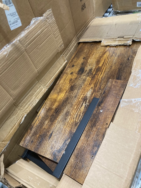 Photo 1 of *Scratched* Bar Table and Chairs Set, Semi-Circular Retro Tabletop with 3-Tier Storage Shelves, Leather Upholstered Stools, Space-Saving Modern Bar Furniture for Home Kitchen or Office, Compact Dining Solution