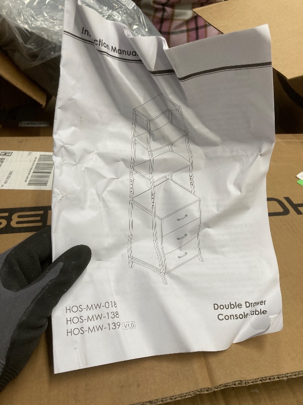 Photo 1 of *Piece(s) cracked* Homfa Trapezoidal Bookshelf 3-Tier Open Storage Shelves with 3 Drawers Rustic Brown Finish
