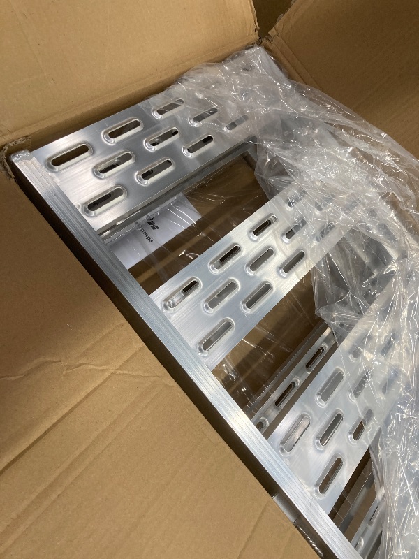 Photo 1 of *Scratched* Foldable Ramps for Pickup Trucks, Aluminum Tri-Fold Motorcycle Powersports Loading Ramps, 1600 LBS Capacity ATV Ramp with Load Straps for ATV/UTV, Lawn Mowers, Tractors, 77" L x 50" W
