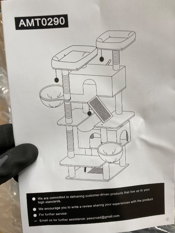 Photo 1 of *Damaged box* PAWZ Road 77" Cat Tree Multilevel Play Tower Enlarged Condo Hammock Sisal Scratching Posts Pads, Gray
