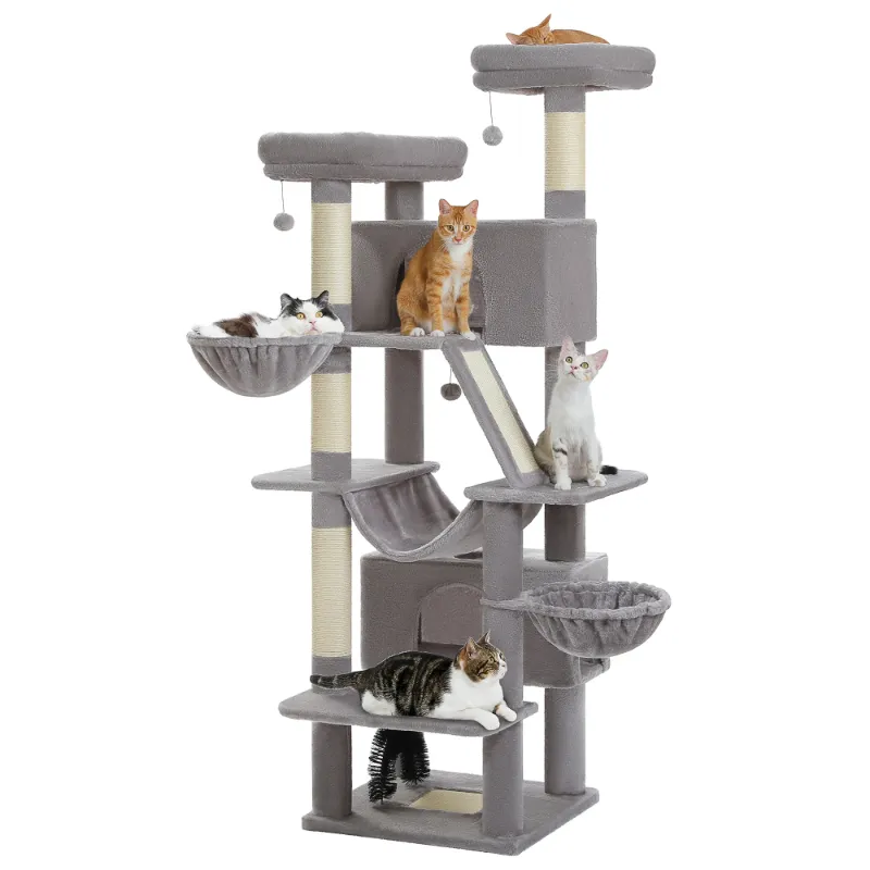 Photo 1 of *Damaged box* PAWZ Road 77" Cat Tree Multilevel Play Tower Enlarged Condo Hammock Sisal Scratching Posts Pads, Gray
