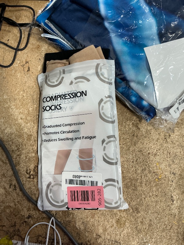 Photo 1 of +MD 2 Pairs 20-30 mmHg Medical Compression Socks for Women & Men, Knee High Open Toe Stockings, Circulation Support & Comfort Hose Nude/ Black, Medium