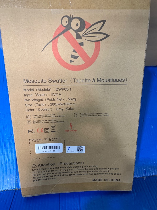Photo 1 of ***PARTS ONLY*****Missing the charger**
Electric Fly Swatter Racket, Mosiller 2 in 1 Bug Zapper with Type-C Rechargeable Base, 4000V Mosquito Killer with 3-Layer Safety Mesh for Pest Insect Control for Indoor?Office?Camping(Grey-1 Pack)