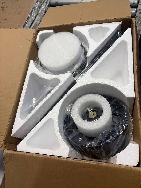 Photo 1 of ***MISSING PARTS***
Black Ceiling Fans with Lights - 46" Flush Mount Ceiling Fan with Remote and 5 Reversible Blades, 3CCT Dimmable, 6 Wind Speeds&2H Timer, Indoor Low Profile Fan Light Fixture for Modern Bedroom