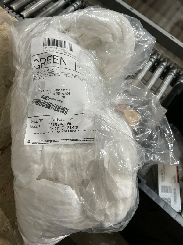 Photo 1 of White Cheesecloth Table Runner 10FT Long Easter Spring Boho Gauze Table Runner Rustic Sheer Runner for Spring Wedding Bridal Baby Shower Birthday Party Table Decor Easter Decorations