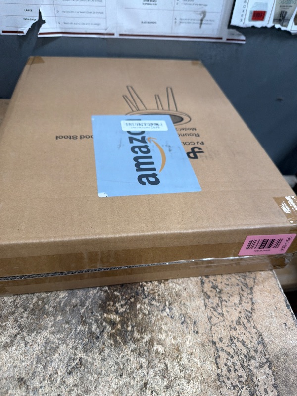 Photo 1 of [PJ Collection] Natural Rattan Stool, Handcrafted Wood, Lightweight, Hand-Woven, No Tool Assembly (Round, Black)