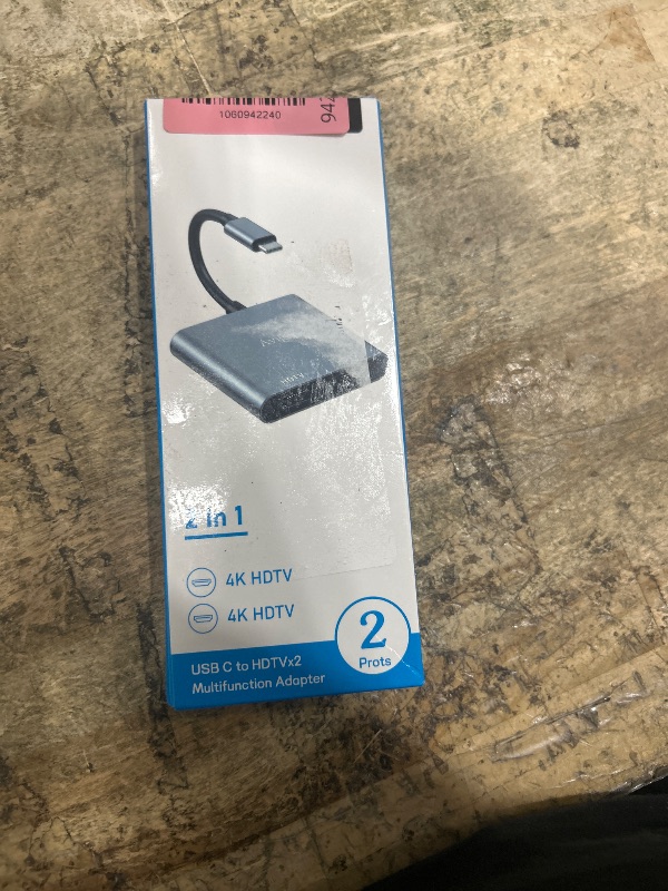 Photo 1 of (2 in 1) USB C to Dual Hdmi Adapter for 2 Monitors, (MST is not Support on MacOS, MacOS Allows Monitor Display 2 Separate Screens, Windows Allows Monitor Display 3 Separate Screens)