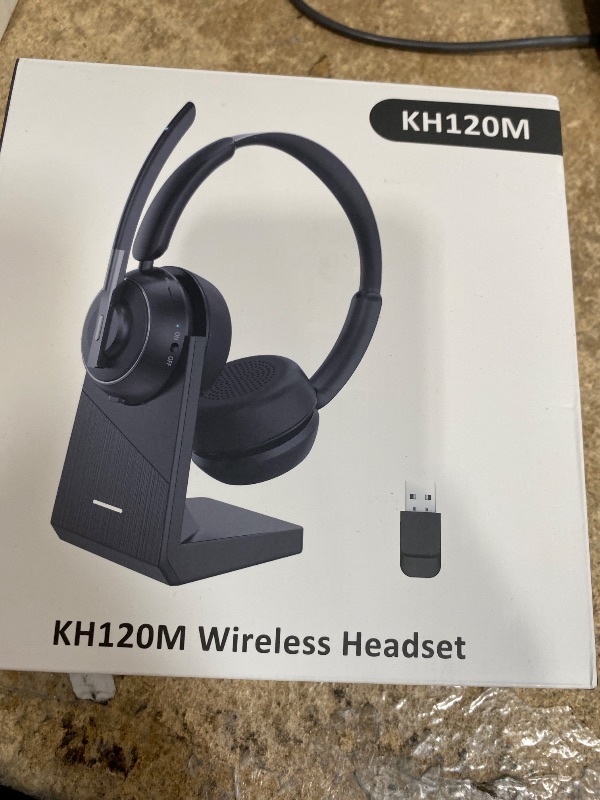 Photo 1 of (2025 Upgraded) Wireless Headset with Mic for Work, Bluetooth Headset with Noise Canceling Microphone with Dongle, Charging Base & Mic Mute, Wireless Headphones for Work from Home/PC/Computer