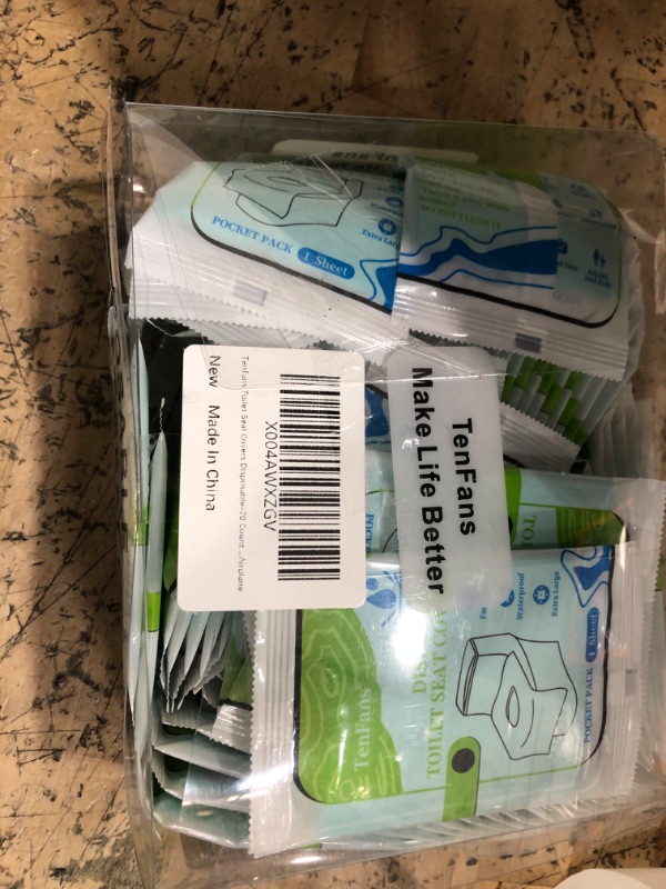 Photo 1 of ??TenFan Disposable Toilet Seat Covers - 70-Pack Waterproof XL Travel Pack, Adhesive Secure Fit for Public Toilets, Camping, Airport & Hospital (Adults & Kids)??