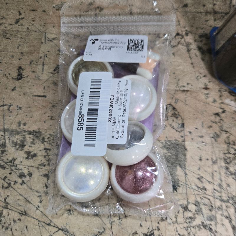 Photo 1 of ?NO.1 Metallic Mirror Effect?Gold Chrome Nail Powder LEDSUUEI - Holographic Aurora Iridescent Pearlescent Gold Chrome White Pearl Chrome Nail Powder for Nails Salon DIY