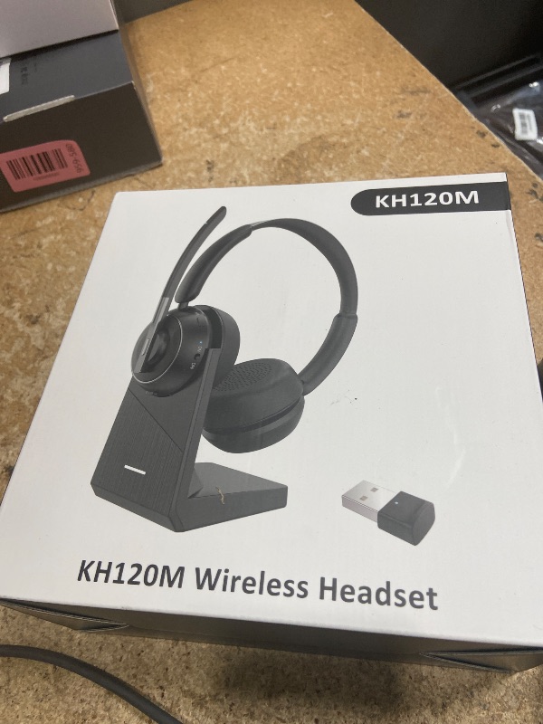 Photo 1 of (2025 Upgraded) Wireless Headset with Mic for Work, Bluetooth Headset with Noise Canceling Microphone with Dongle, Charging Base & Mic Mute, Wireless Headphones for Work from Home/PC/Computer