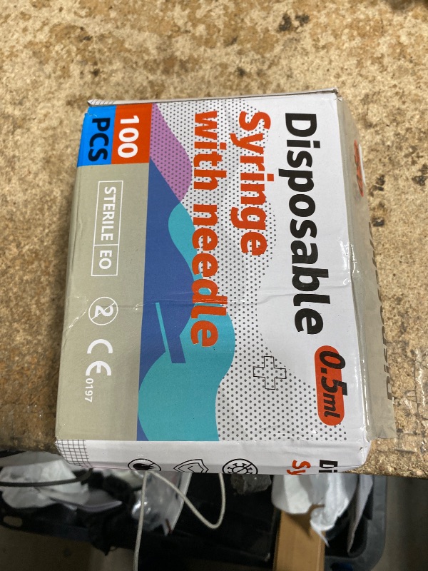 Photo 1 of 0.5ml 31G 5/16 Inch 8mm Syringe, Lab Syringes Individually Wrapped, Pack of 100