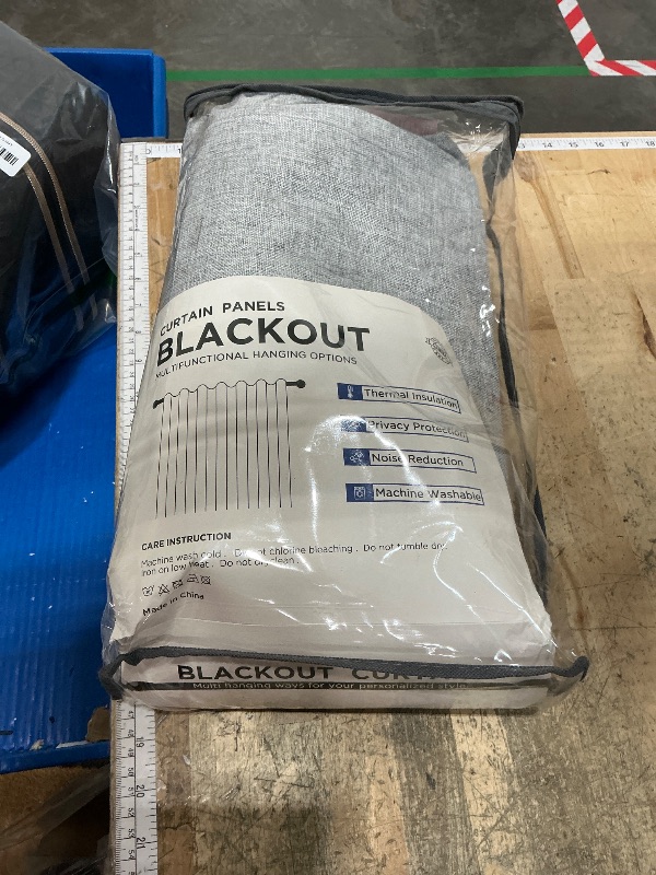 Photo 1 of 100% Blackout Shield Linen Blackout Curtains for Bedroom 108 Inches Long, Back Tab/Rod Pocket Living Room Drapes, Thermal Insulated Blackout Curtains 2 Panels Set, 50" W x 108" L, Grey