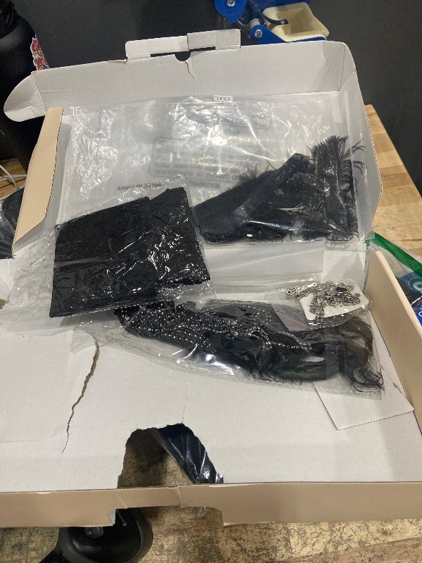 Photo 1 of ***ACCESSORIEES ONLY/MISSING DRESS **** SWEETV Women's Flapper Dresses 1920s Fringed Sequin Great Gatsby Dress with 20s Accessories -Roaring 21s Costumes Black 3X-Large