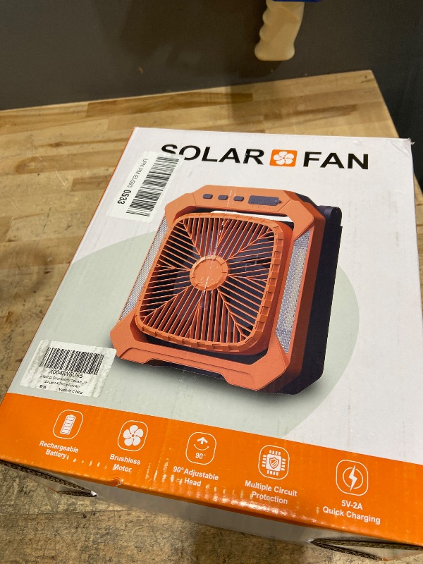 Photo 1 of 26800mAh Solar Battery Camping Fan, 3 Speeds Portable Fan with 18W Detachable Solar Panel, Rechargeable Desk Fan with LED Light & Timing Function, Outdoor Hurricane Tent Power Bank for Home Office