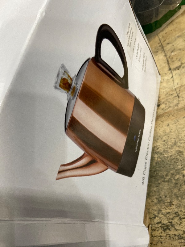 Photo 1 of **MISSING STEM** Mixpresso 4 Cup Percolator Coffee Pot Electric, Copper Stainless Steel Coffee Percolator Electric With Keep Warm Function, Classic Perculator Pot With Removable Basket for Home or Office