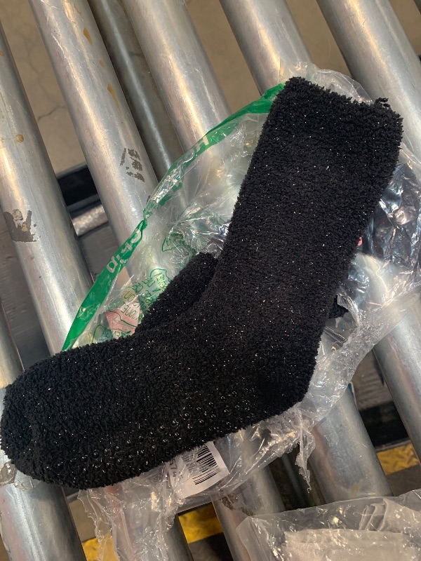 Photo 1 of **STOCK PHOTO FOR ITEM REFERNCE** Gift Socks: Non-Slip, Fuzzy & Fluffy, Warm & Thick, Black, Glitter One Size