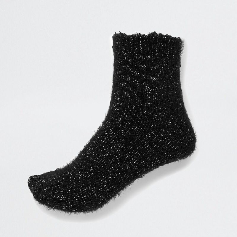 Photo 1 of **STOCK PHOTO FOR ITEM REFERNCE** Gift Socks: Non-Slip, Fuzzy & Fluffy, Warm & Thick, Black, Glitter One Size