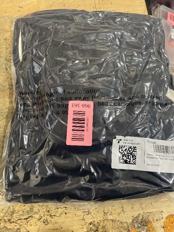 Photo 1 of (used)(XL) Runcati Mens Color Block Sweatshirt Pullover Crewneck Long Sleeve Fleece Casual Ribbed Patchwork Fall Tops Black