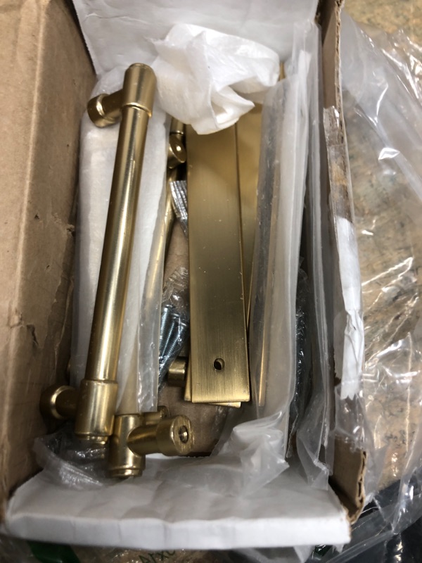 Photo 1 of **HAS DAMAGES /SCRATCHES*** khtumeware 5 Pack 5 inch (128 mm) Center to Center Brushed Gold Cabinet Pull Backplate with Base Plate Zinc Solid Brushed Brass Kitchen Cabinet Handles Drawer Pulls Cabinet Hardware