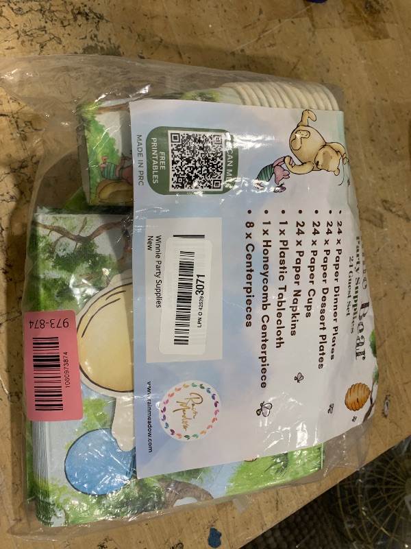 Photo 1 of 106 Pc Winnie Baby Shower Decorations Set – the Pooh Plates, Cups, Napkins & Tablecloth – Classic Pooh Theme – Cute Winnie the Bear Baby Shower Decor Party Supplies