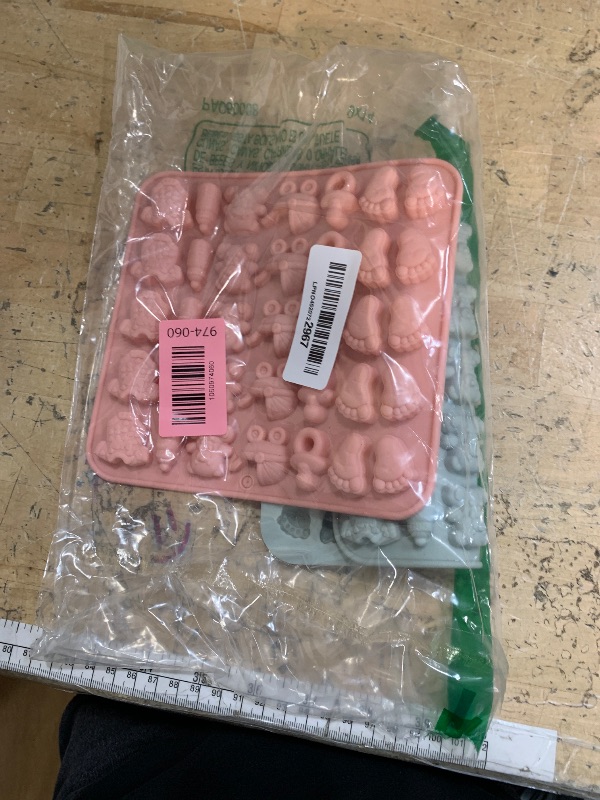 Photo 1 of 2 Pack Baby Shower Chocolate molds, Baby Feet Mold Baby Bottle Pacifier Baby Onesie Baby Carriage Bear Molds, Silicone Chocolate Molds for Candy Gummy Baby Shower Party Cake Decorations Cupcake Topper