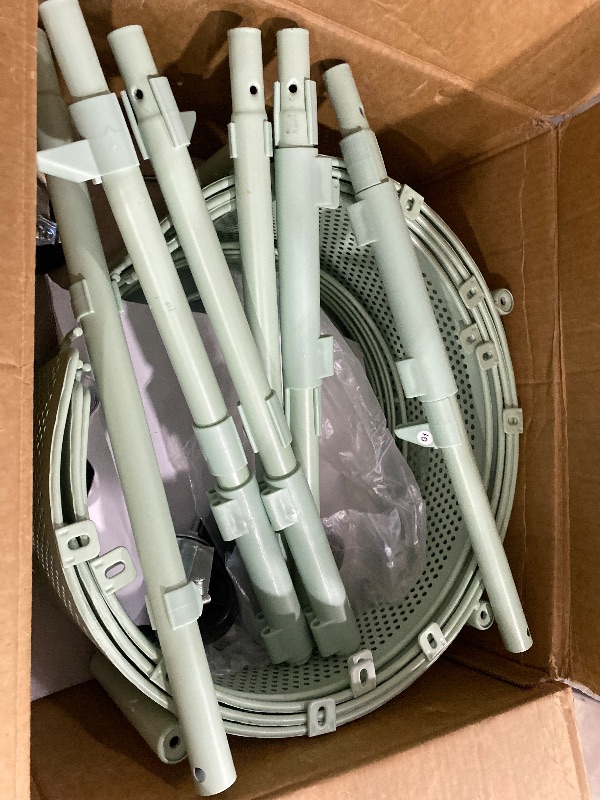 Photo 1 of ***(PARTS ONLY/ MINOR DAMAGE/ MISSING PARTS/ NON FUNCTIONAL)***SAYZH Fruit Vegetable Basket for Kitchen, Rotating Storage Rack, 5 Tier Rolling Cart with top lid, Large Metal Wire Basket for for Potato Onion Snack, Green