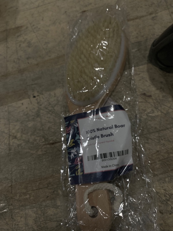 Photo 1 of 100% Natural Boar Bristle Body Brush with Contoured Wooden Handle for Dry Brushing Exfoliating Wooden Shower Brush for Smooth Glowing Skin by Touch Me