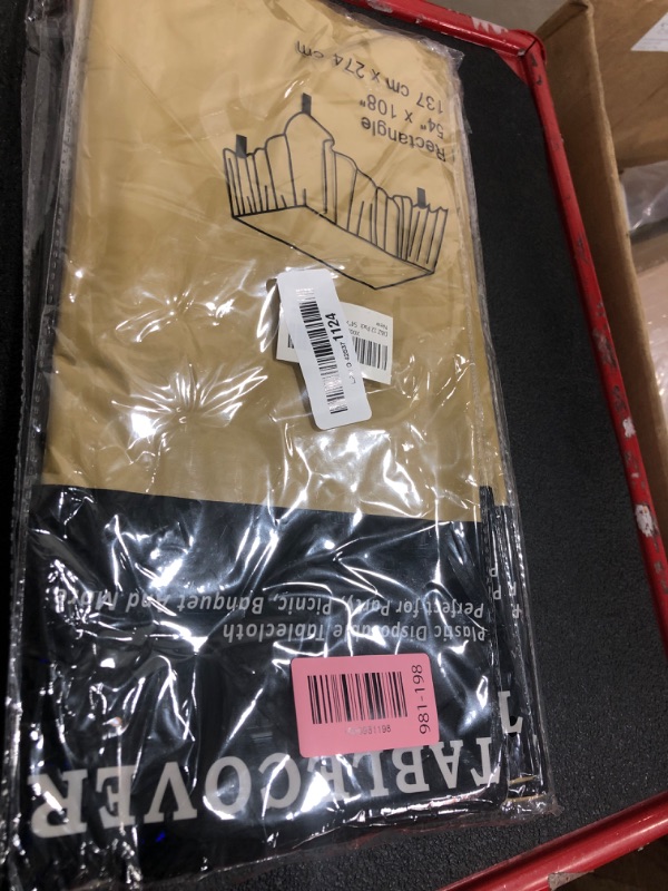 Photo 1 of **Only 5** D&Z Plastic Tablecloth Disposable, 12 Pack Gold Table Cloth Individually Wrapped for Indoor&Outdoor, 54 x 108 Inch Table Cover for Rectangle Table Ideal for Party, Picnic, Birthday, Wedding & Dinner