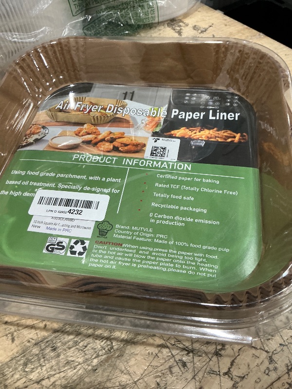 Photo 1 of 10 Inch Largest Square Air Fryer Disposable Paper Liner, XXL 100Pcs Air Fryer Parchment Liners for 8QT or Bigger Air Fryer, Non-stick, Food Grade Baking Paper for Frying, Roasting and Microwave