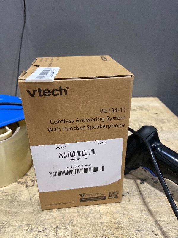 Photo 1 of [New] VTech VG134-11 DECT 6.0 Cordless Home Phone with Bluetooth Connection, Digital Answering Machine, Backlit Display,Full Duplex Speakerphone, Caller ID/Call Waiting,1000 ft Range (Black)