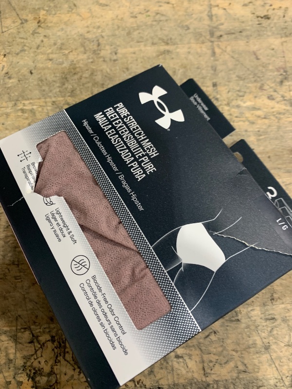 Photo 1 of ***UNKNOWN MISSING PIECES*** Under Armour UA PURE STRETCH MESH HIPSTER, TOURMALINE PINK, L