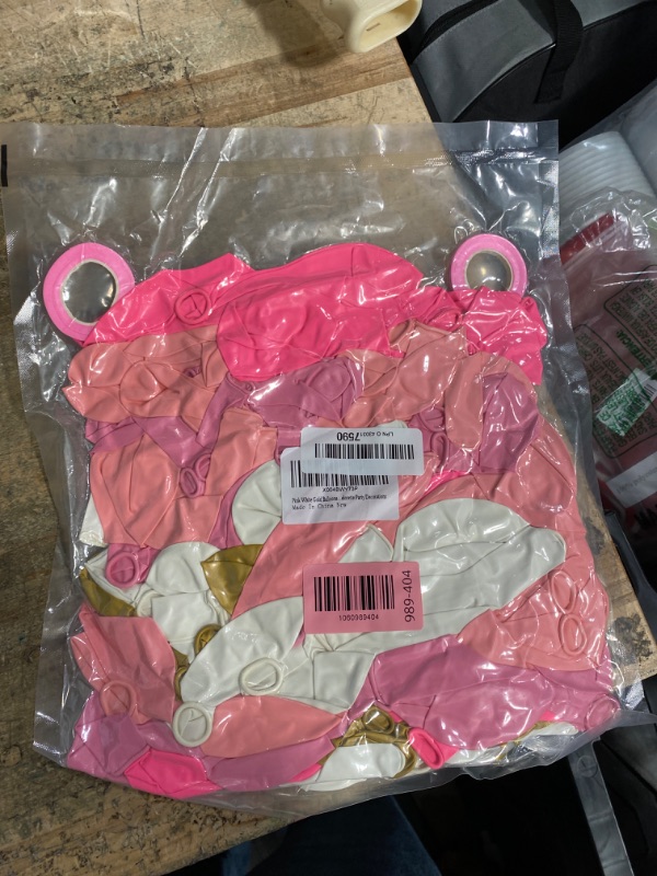 Photo 1 of 161pcs Pink Balloons Arch Kit, Pastel Macaron Pink and Gold White With 3pcs Starburst Foil Balloons for Birthday Baby Shower Bridal Shower Wedding Valentine’s Party Decorations