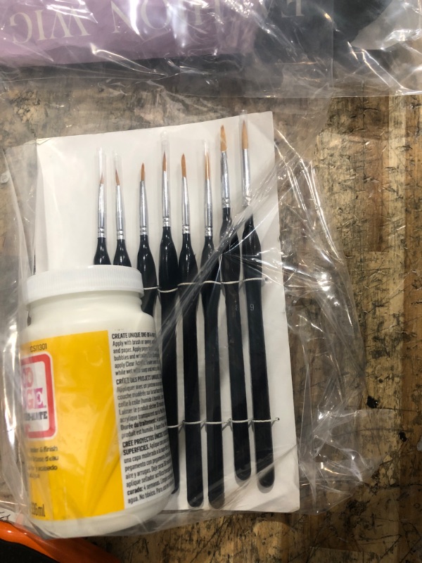 Photo 1 of 10Pcs Micro Paint Brushes Set with Triangular Handles - For Acrylic, Watercolor, Crafts, Models/ MOD PODGE MATTE-MAT-MATE 8FLOZ236ML