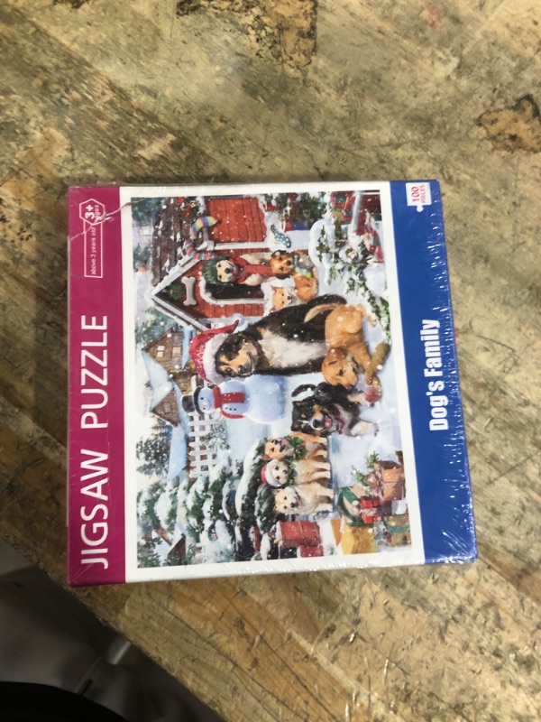 Photo 1 of 100 Piece Puzzles for Ages 4-8, Dogs Family Christmas Jigsaw Puzzle, Learning Educational Puzzle Toys for Girls and Boys, Xmas Gifts for Kids and Senior
