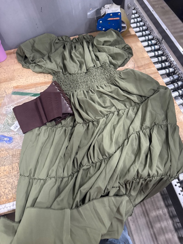 Photo 1 of *PHOTO FOR REFERENCE* Women Renaissance Dress Costume Medieval Dress with Corset Irregular Fairy Costume Olive Green M