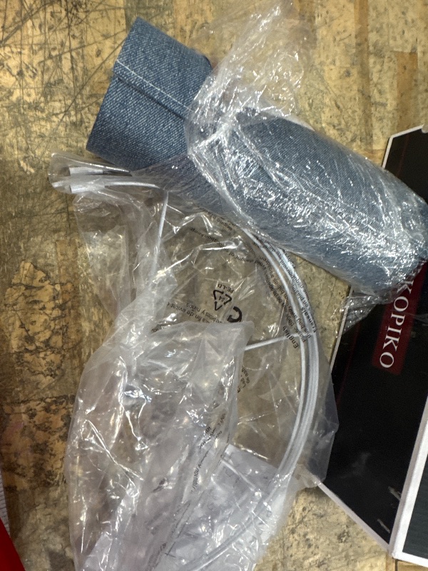 Photo 1 of *PHOTO FOR REFERENCE* BLUE Lamp shade, Drum Lamp Shade for Table Lamps Floor Lamp, 13" Top X 13" Bottom X 10" High White Large Line Fabric Lamp Shade, Easy Assembly Replacement Lampshade