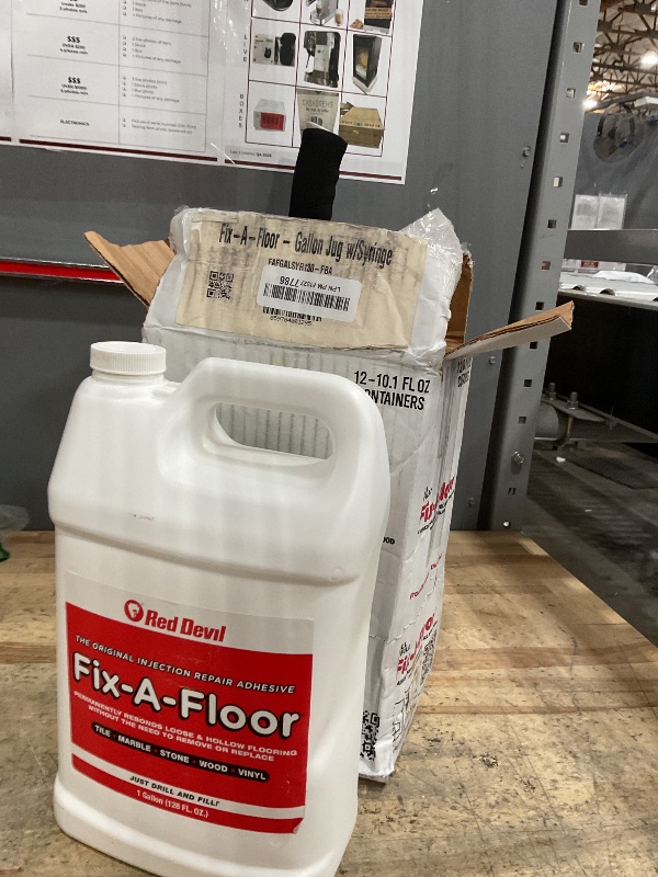 Photo 1 of *MISSING SYRINGE* Fix-A-Floor Tile Repair Adhesive – Extra Strength Adhesive for Tile, Marble, Stone, Wood - Easy DIY Repair – Versatile Compatibility - 1 Gallon Jug – Comes with a Syringe Applicator