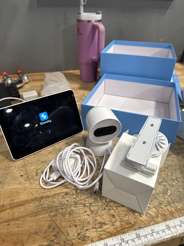 Photo 1 of *POWERS ON** Simsky Video Baby Monitor, Dual 4MP Cameras with 6X Zoom, 7" UHD Large Touch Screen Smart Portable Audio Monitor, 24/7 Recording in app, AI Tracking, Intelligence Detection, 32GB Local Storage+